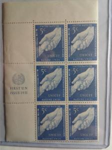 UN CLOSEOUT SCOTT # 5 PLATE BLOCK OF 6 MINT NEVER HINGED FIRST ISSUE 1951 GEM