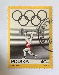 Poland 1969 Scott 1648 CTO - 40g, Olympic Committee in Warsaw, Weight lifting
