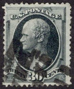 US Stamp #154 30c Black Hamilton USED SCV $275