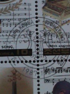 ​KOREA-1987-SC#2623  DEATH ANNIVERSARY OF COMPOSERS- CTO-SHEET VERY-HARD TO FIND