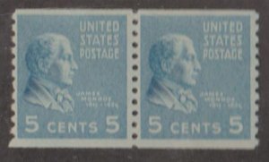 U.S. Scott #845 James Monroe - Presidential Stamps - Mint NH Pair