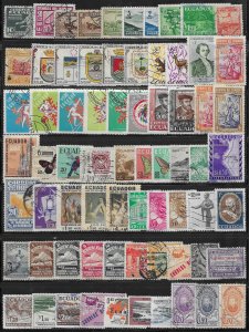 Ecuador 70 different mixed use stamp mini-collection at 5¢ each -  -  13172