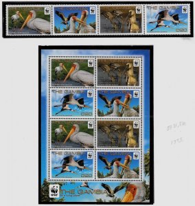 GAMBIA SC 3381-81e NH STRIP+MINISHEET of 2011 - WWF - ANIMALS