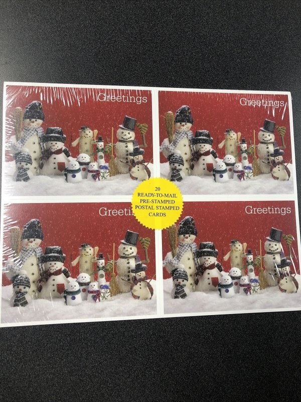 UX386-UX389 Christmas Snowman -  20 Stamped Postal Cards  Sealed