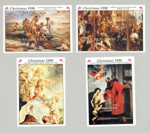 St Vincent #1380-1383 Christmas, Rubens, Art 4v S/S Imperf Proofs