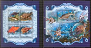 Mozambique 2018 Marine Life Fishes IV sheet + S/S MNH