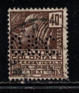 FRANCE Scott # 259 Used - With O.B.C. Perfin