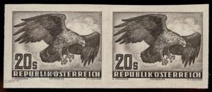 Austria 1948 Mi968 20S Birds Imperf Pair Mint Never Hinged 73991