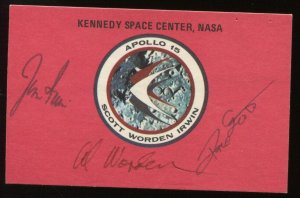 APOLLO 15 ASTRONAUT CREW SIGNED LAUNCH PASS TICKET WITH ZARELLI CERT HV29