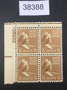 MOMEN: US STAMPS   #805 MINT OG NH PLATE BLOCK LOT #38388