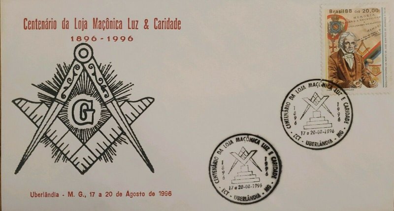 A) 1996, BRAZIL, FREEMASONRY, CENTENARY OF LIGHT AND CHARITY MASONIC LODGE, ECT 