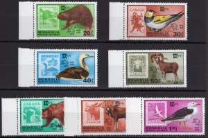 Mongolia 1978 Sc#1019/1025 BIRDS/FAUNA/CAPEX 78/UPU Set (7) MNH