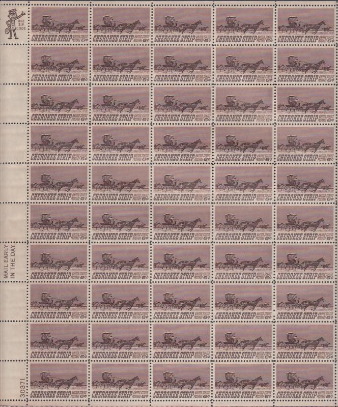 US #1360   Cherokee Strip   Full sheet of 50  MNH