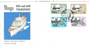 TONGA 1983 AIR-SHIP-CONCORDE #532-35 SET & #536 SOUV. SHEET...(2)FDC