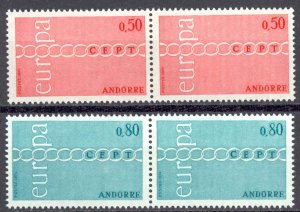 Andorra, French Sc# 205-206 MNH Pair 1971 Europa