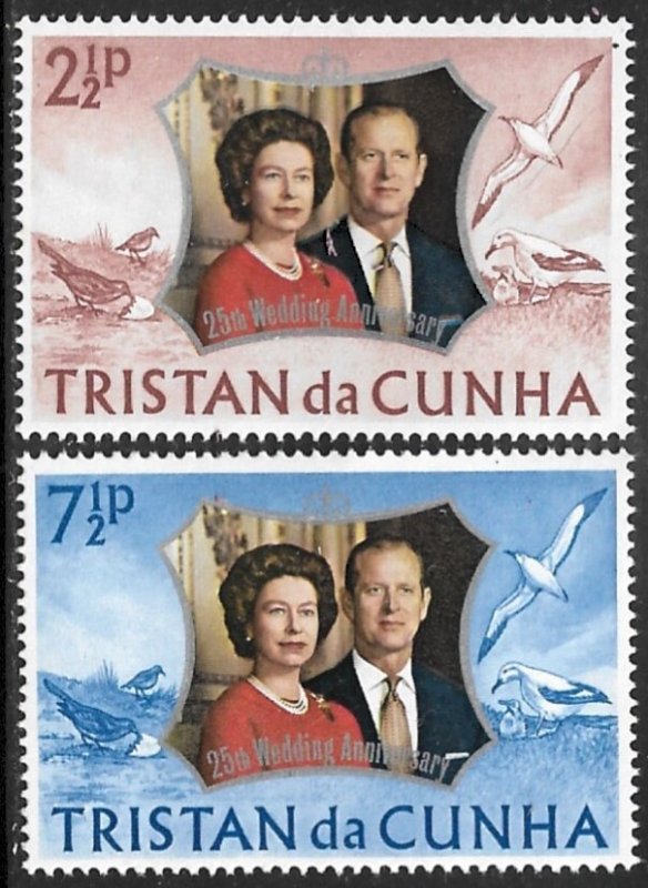 TRISTAN DA CUNHA 1972 QE2 SILVER WEDDING Set Sc 178-179 MNH