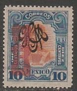 MEXICO 545, 10¢ Corbata + CARRANZA OVERPRINTS, UNUSED, H OG. F.