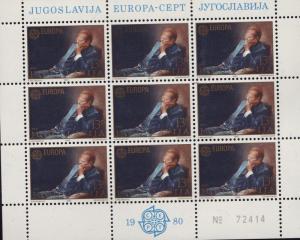 Yugoslavia 1980 EUROPA Marshal Tito Sheets of 9. Artwork  VF/NH/(**)