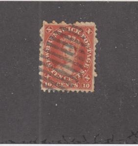 NEW BRUNSWICK (MK936)  # 9  FVF-USED 10cts QUEEN VICTORIA /VERMILION CAT VAL $40