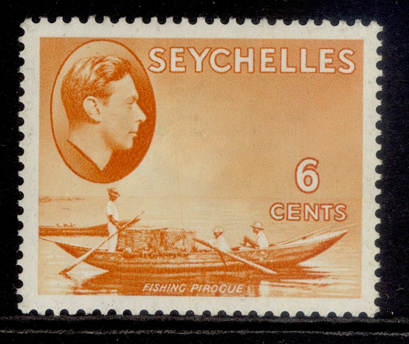 SEYCHELLES GVI SG137, 6c orange, M MINT. Cat £17. CHALKY 