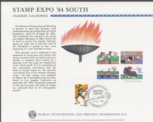 US 1984 BEP #B66 Stamp Expo 84 South Souvenir Cards 1 Mint, 1 w/Cancel