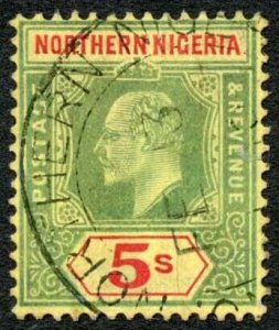 North Nigeria SG382 5/- Wmk Mult Crown CA CDS Used Cat 75 pounds