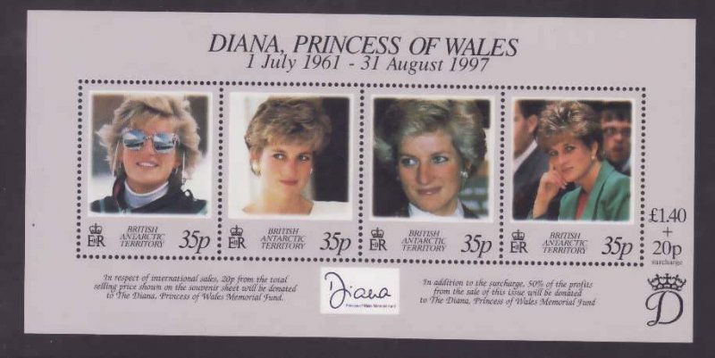 British Antarctic Territory-Sc#258- id4-unused NH sheet-Princess Diana-1998- 