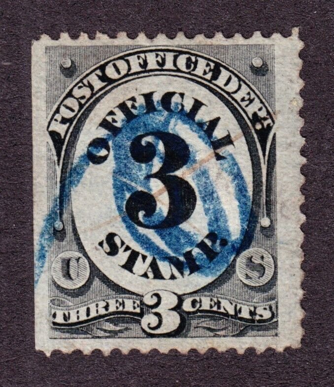 US O49 3c Post Office Department Used w/ Crayon and Pen Cancel