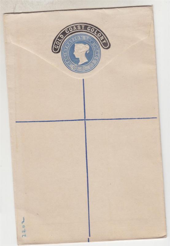 GOLD COAST, Reg. Letter Envelope on GB, 1888 2d. Blue, unused