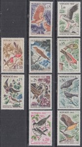 MONACO Sc #511-20 CPL MNH SET of 10 - VARIOUS BIRDS