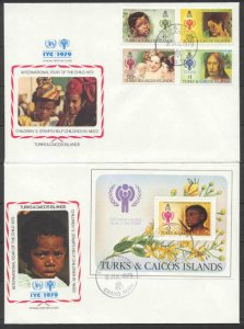 Turks Caicos 386-90/ 2 FDC Children year