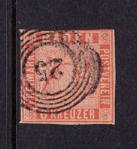 Baden stamp #13, used, trimmed,   CV $72.50