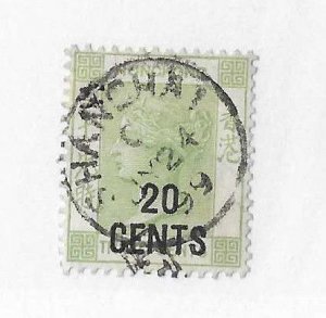 Hong Kong Sc #61  20 cents overprint  used with CDS