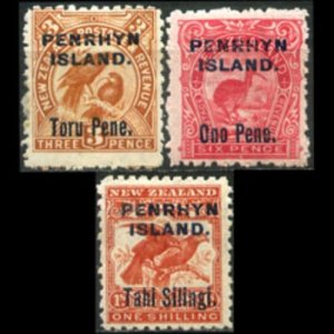 PENRHYN 1903 - Scott# 10-2 Birds Opt. Set of 3 LH