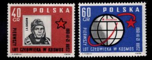 Poland Scott 974-975 MNH** 1961 Yuri Gagarin stamp set