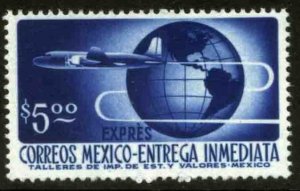 MEXICO E26 $5.00 1950 Def 9th Issue Unwmk Glazed paper MNH