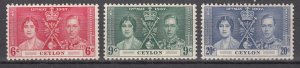 Ceylon - 1937 Coronation Sc# 275/277 - MH (8822)