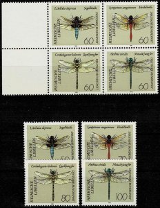 Germany 1991 - Scott 1670.. 1677, set of 8, MNH - Dragonflies