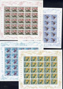 Liechtenstein #289-292 Cat$937.50, 1955 Sports, complete set in sheets of 25,...