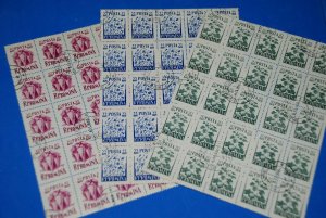 1965 Romania Cotton, Flax Flower, Sugar Beets - 3 x part sheets of 25