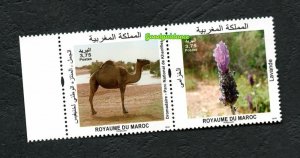 2018- Morocco - Maroc- Flora and Fauna- Flore et faune-Strip of 2 stamps- MNH**