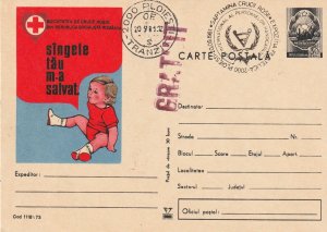 1973 ROMANIA POSTCARD RED CROSS WEEK GIVE BLOOD CHILD SPECIAL MARKING POSTAL