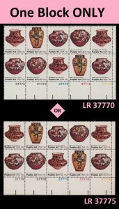 US 1706-1709 1709a Pueblo Pottery Art 13c plate block (10 stamps) MNH 1977