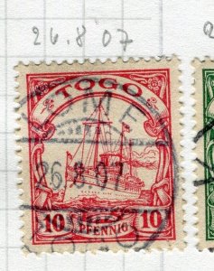 GERMAN COLONIES TOGO; 1900s early Yacht type POSTMARK value, LOME