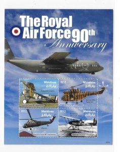 Maldives 2008 Royal Air Force 90th anniversary Sheet Sc 2955 MNH C8