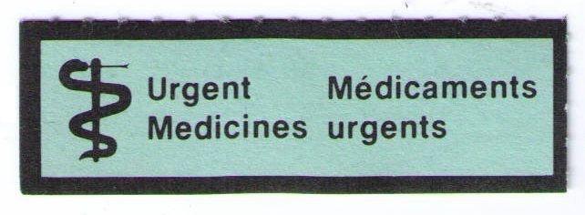 CANADA 1986 RARE URGENT MEDICINES MAIL LABEL/ETIQUETTE CAT #cc9085 CINDERELLA