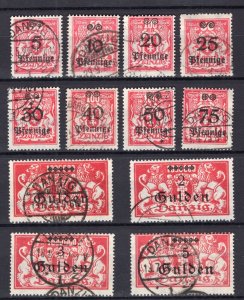 GERMANY DANZIG 1923 RARE STATE WEAPON ISSUE MICHEL 181-192 VERY FINE FAVOR USED