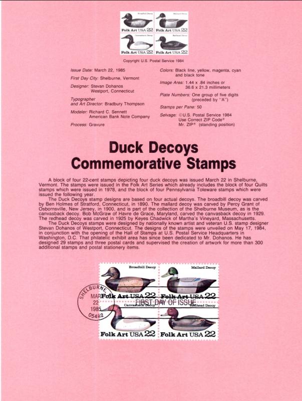 US SP690 Duck Decoys 2141a Souvenir Page FDC