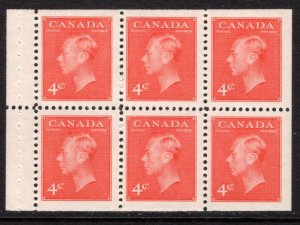 306b, Scott, booklet pane of 6 x 4c (BK42a), MNHOG, VF, KGVI with postes/postag