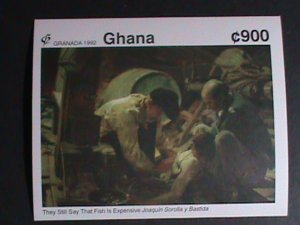 GHANA -1992 FISH IS EXPENSIVE-JOAQUIN SOROLLA Y BASTIDA IMPERF -MNH S/S VF